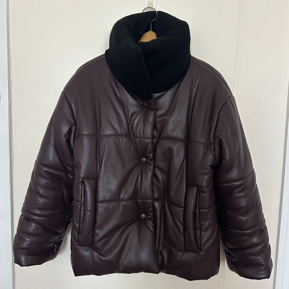Nanushka Hide Aubergine Puffer Coat